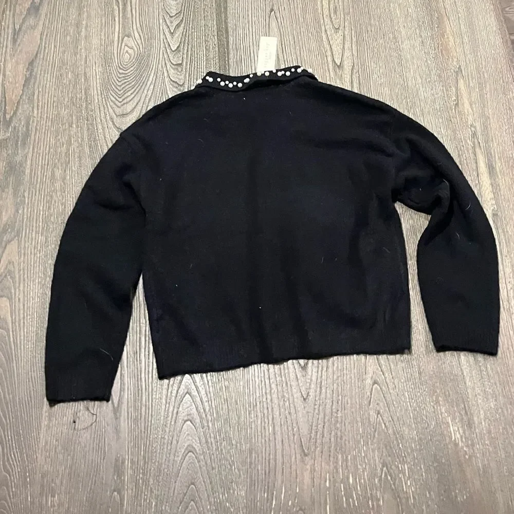 NWT Copper Key Sweater Collar Long Sleeve Knit Pearls Black Girls Large